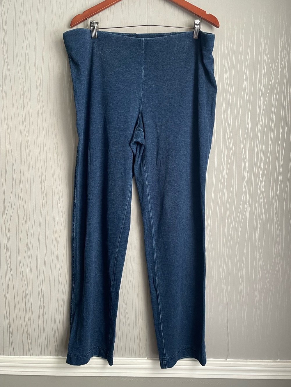 Pure Jill Indigo Slim Leg Pants Women’s Large Pull On Stretch Knit Blue